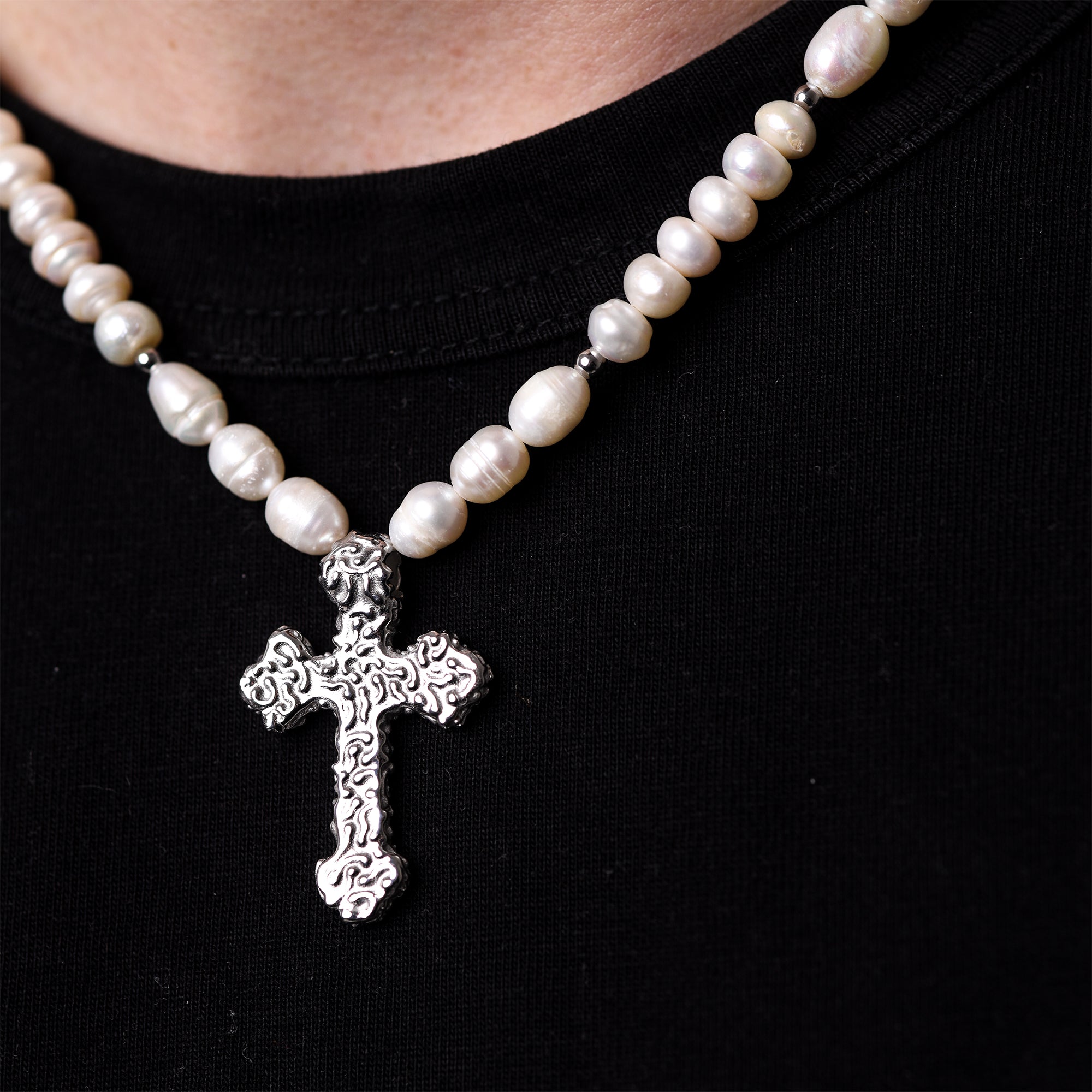 Molten Cross Pearl Necklace | 1 of 1 - warpedsense